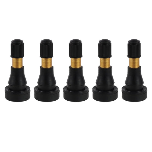 TR600HP Snap-In High Pressure Tire Valve Stems For Tubeless Rims 0.453 Inch Hole Diameter 1.71 Inch Length Pack Of 5 Brass And EPDM