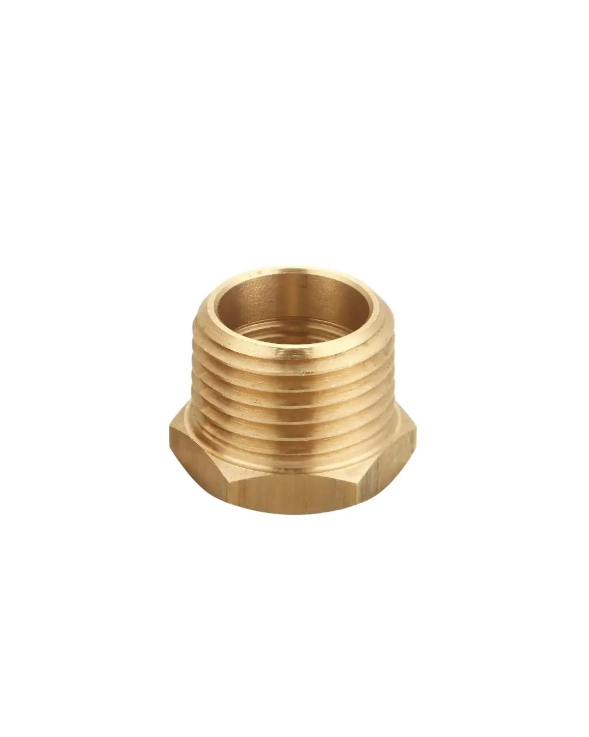 Brass NPT Male To NPT Female Reducer Hex Bushing Three Quarter Inch To One Half Inch Pipe Fittings Two Pack Corrosion Resistant