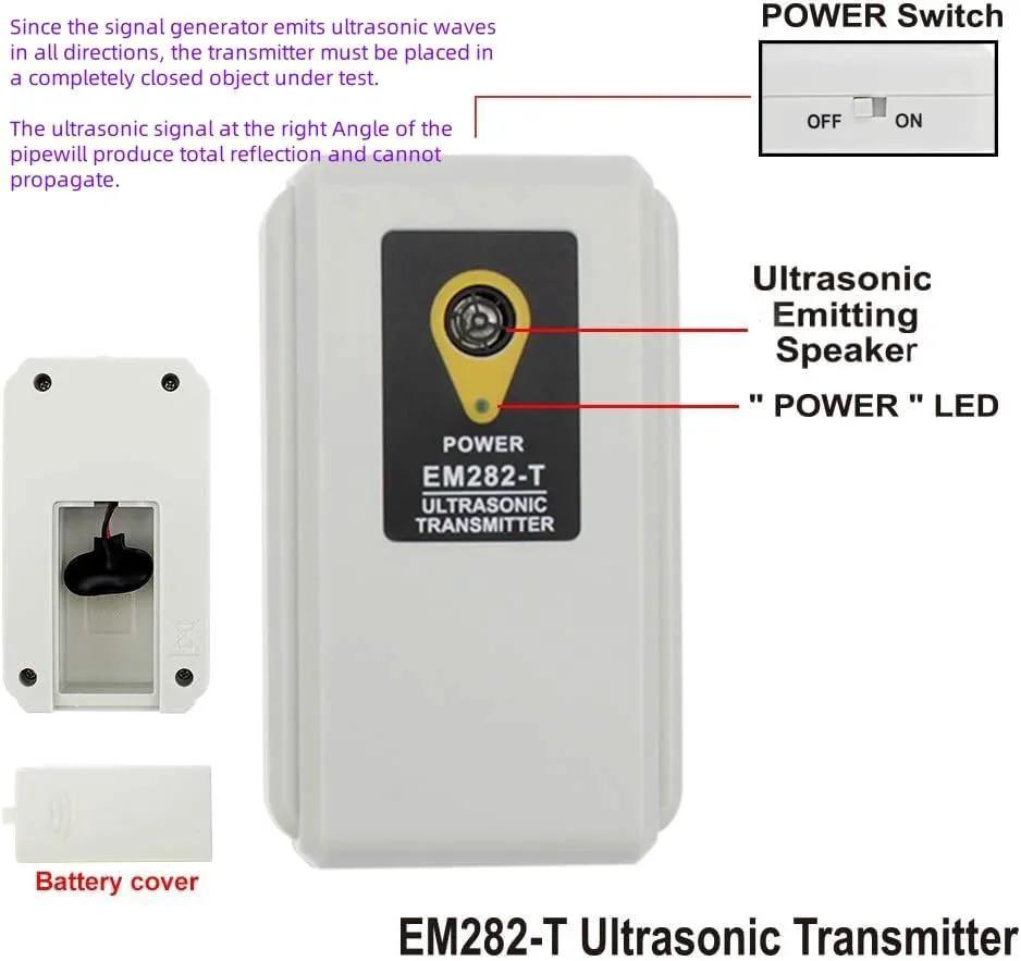 Ultrasonic Vacuum Leakage Detector for HVAC and Automotive Systems with 40KHz Transmitter Dual LED Two Sensors and Headphone Output