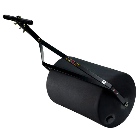Powerful 270 Lb Poly Lawn Roller For Push Or Tow With Easy Turn Tethered Plug And Quick Filling Drum 18 By 24 Inches Brinly PRC-241BH-A
