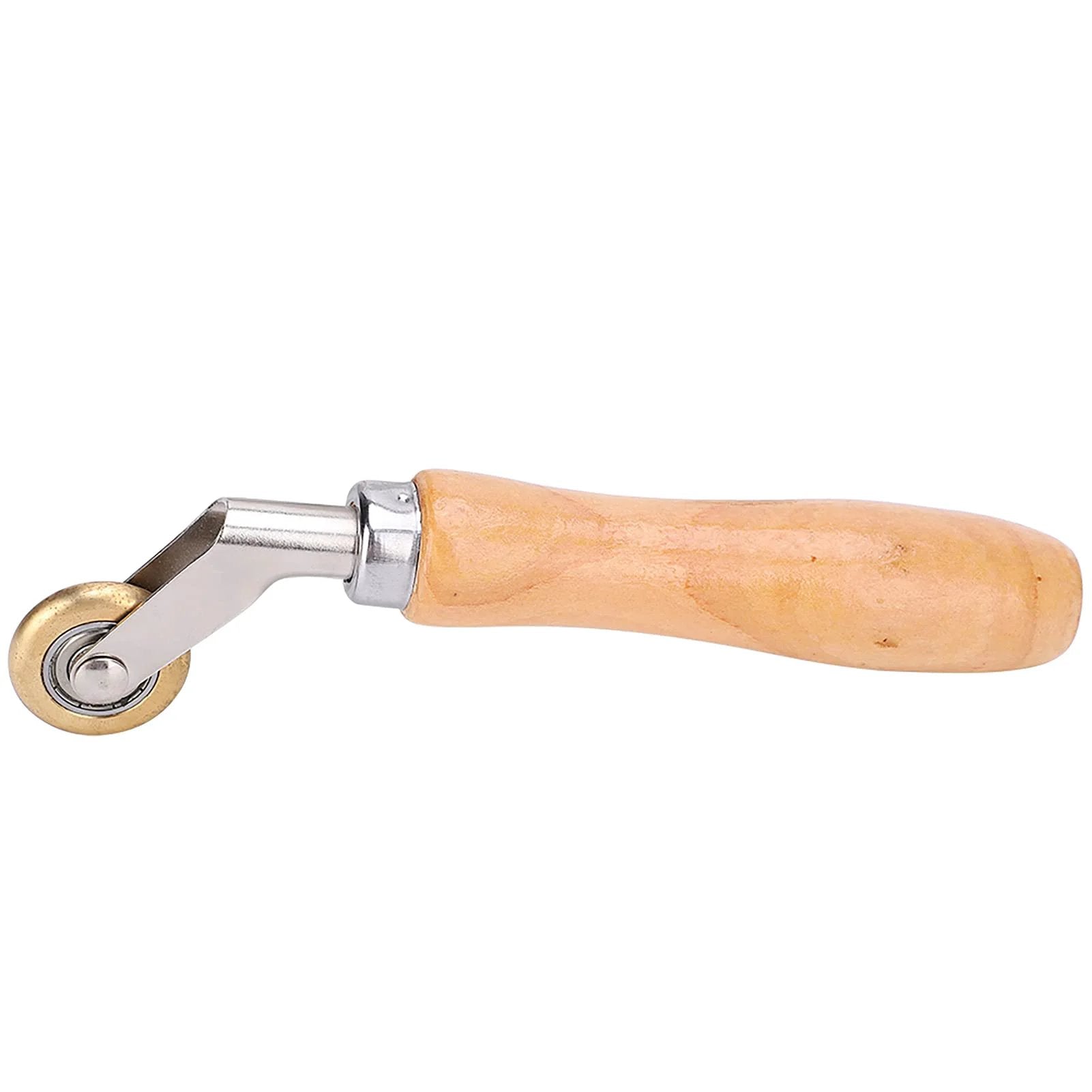 Steel Seam Roller For TPO Roofing And Single Ply Membranes with wooden handle and metal wheel tool for flashing and seaming.
