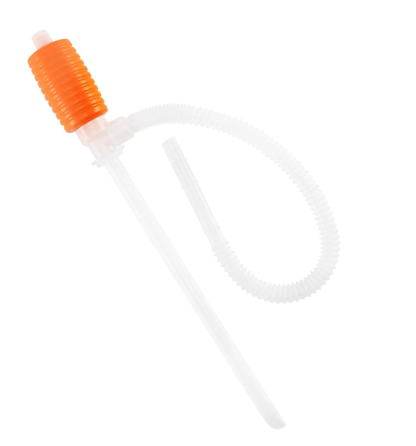 Siphon Pump for Water and Gasoline Transfer Manual Hand Pump for Lawn Mowers, orange and white manual siphon with tube