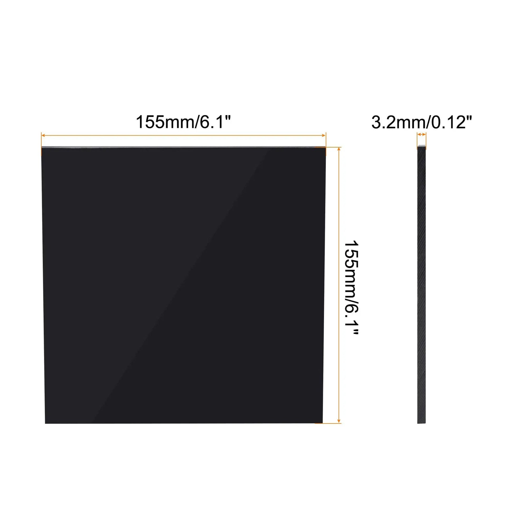 Ultra Tough UHMW Sheet Black For Bearings And Liners 6.1 X 6.1 X 0.12 Inch showing dimensions and thickness for precision use.