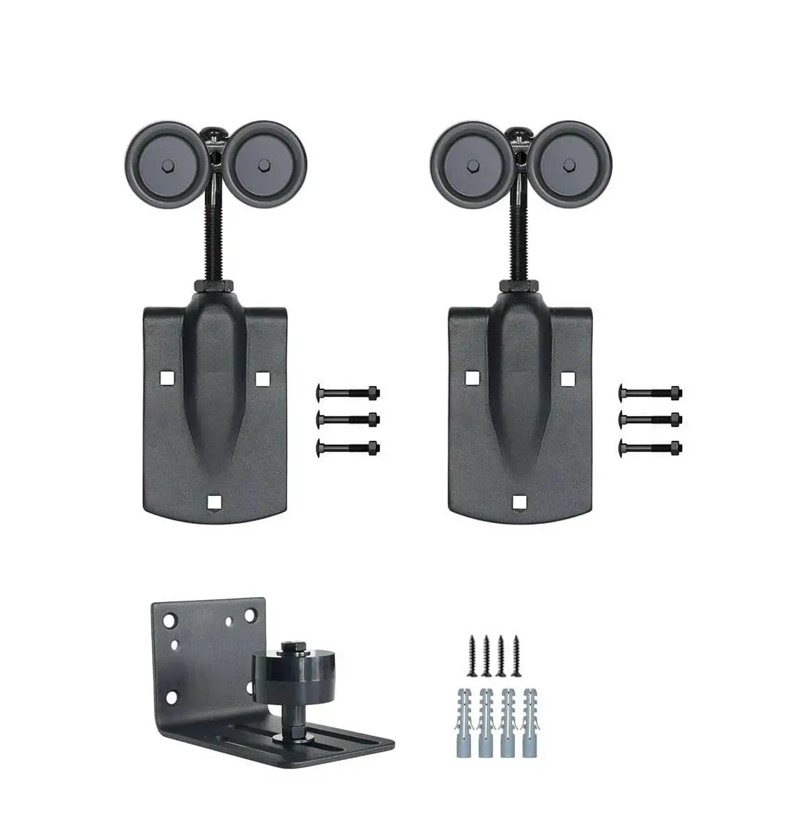 Heavy Duty Exterior Sliding Barn Door Roller Kit For Outdoor Use With Rolling Rollers 450 Lbs Capacity Powder Coated Black 2 Packs