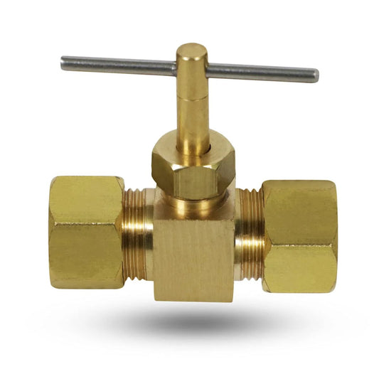 Three Eighths Inch Compression Needle Valve for Potable Water and Instrumentation Systems Pro Grade Durable Lead Free Brass
