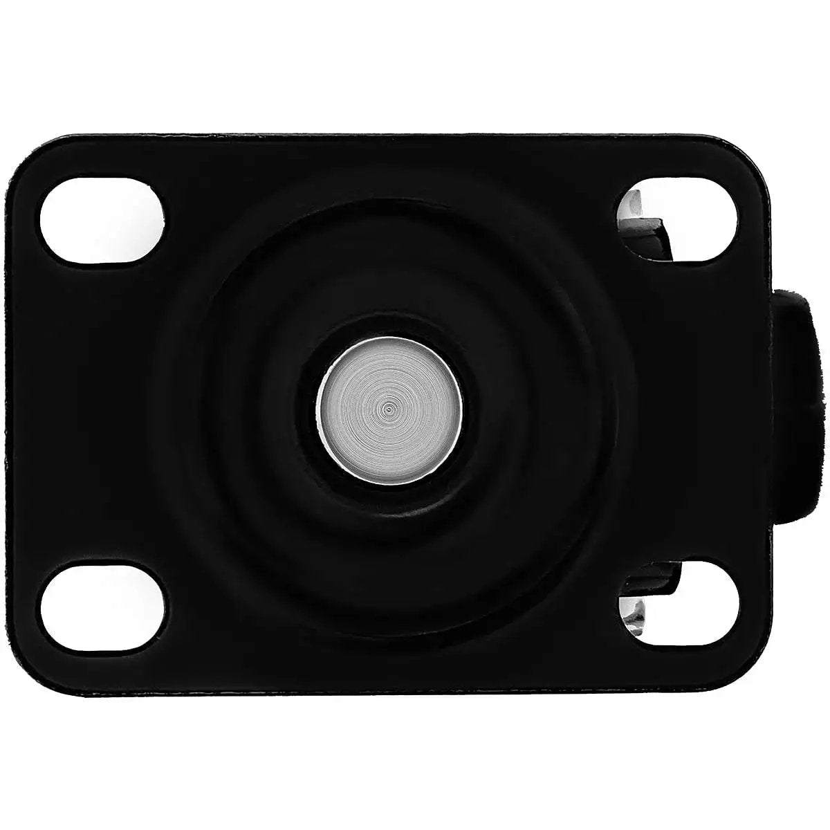 Swivel Caster Wheels Set Rubber Base With Top Plate Bearing Heavy Duty Pack Of 4 Black Non Brake 1.5 Inch Casters close-up top view