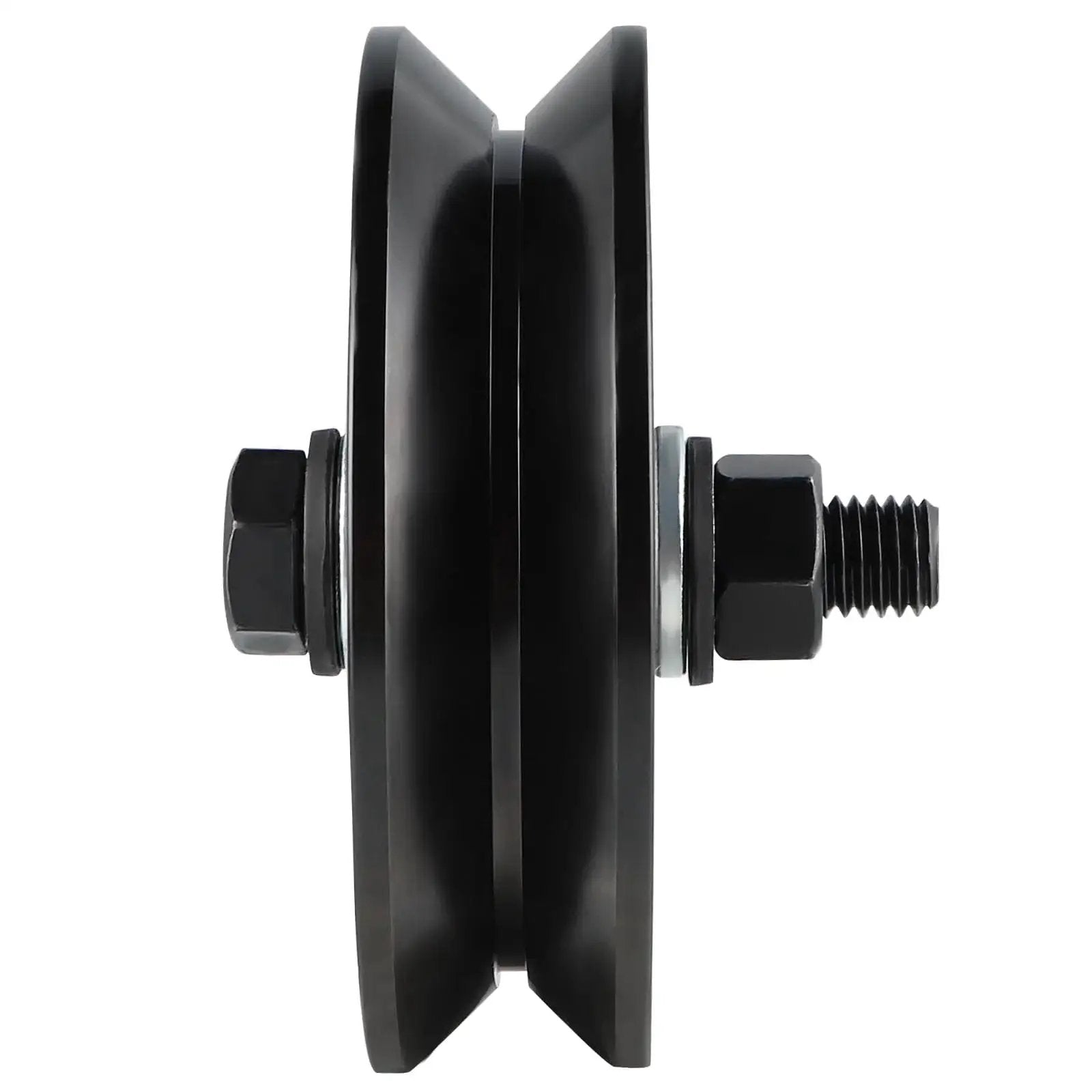 Side view of V Groove Wheel Caster For Inverted V Track With Double Bearings, 2200 Lbs Load Capacity, Steel AISI 1045, rust resistant finish
