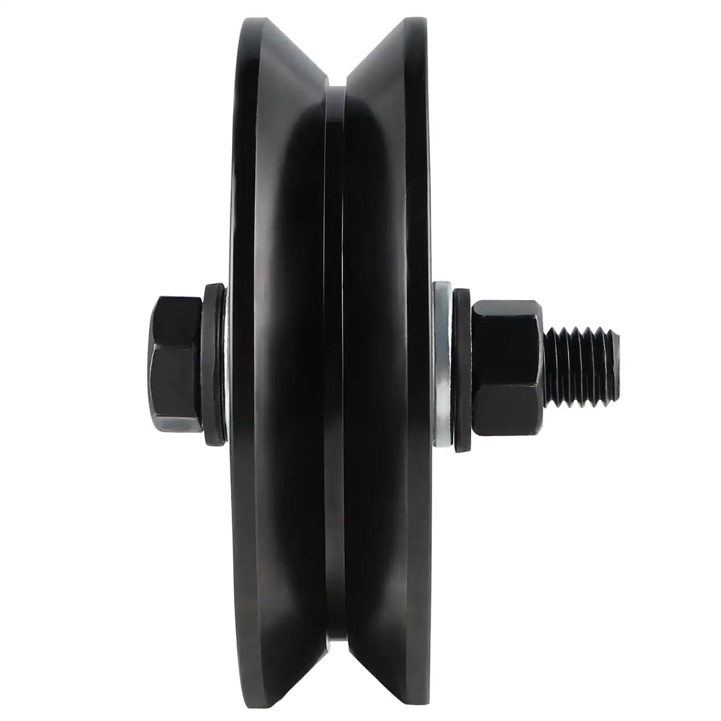 Side view of Heavy Duty 4 Inch V Groove Wheel Caster for Sliding Gate on Inverted V Track with Double Bearings