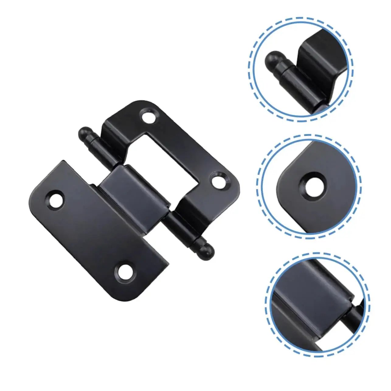 Heavy Duty Self Closing Cabinet Hinges For Kitchen Cupboards 6 Pack Iron Inset Hardware, smooth surface, black finish