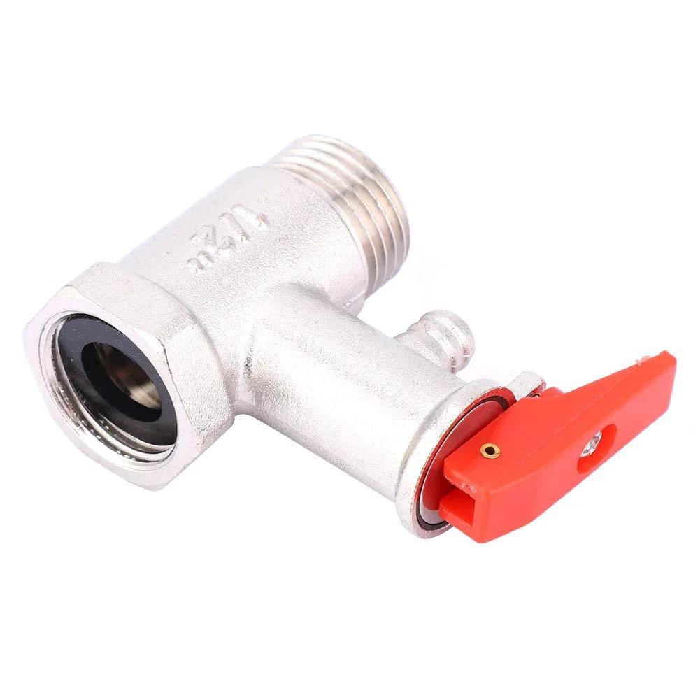 Heavy Duty Water Heater Safety Valve FTVOGUE With Brass Plated Body And Pressure Relief 0.9MPa Rating G1/2in Connection Bottom Inlet