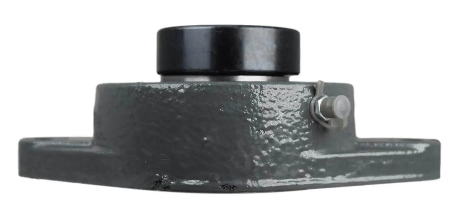 Front view of 1-1/2 In Two Bolt Flange Bearing With Lock Collar Cam Lock Eccentric Inner Ring Cast Iron Housing Grease Zerk