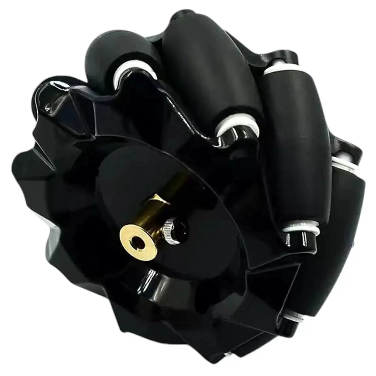 All Purpose Axle Tool For Omni Wheels And TT Motors For Smart Carts Mobile shown in black with roller segments