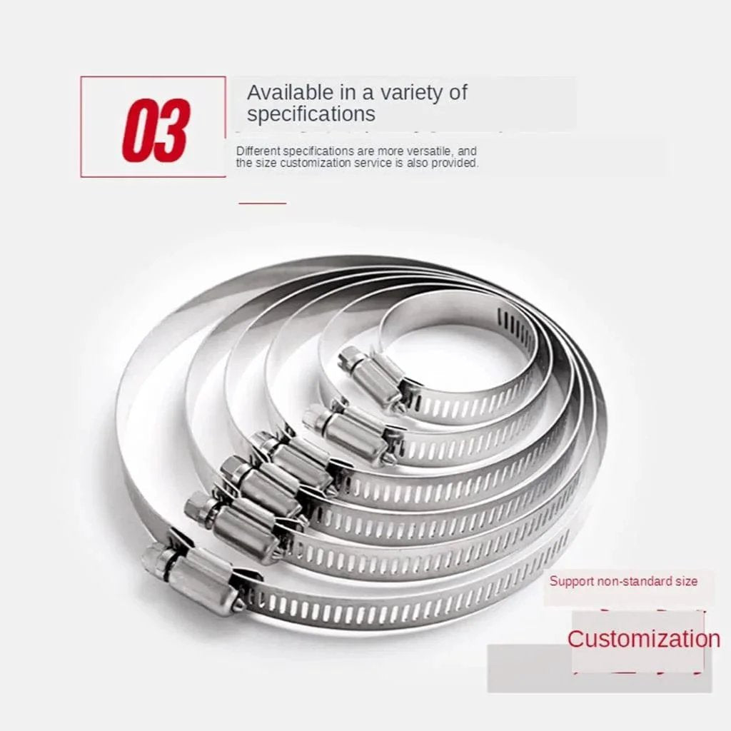 10 Pcs 304 Stainless Steel Adjustable Hose Clamps Set For Automotive And Industrial Use Spiraled in Size Order
