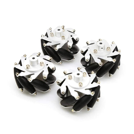 60mm Mecanum Wheel Four Pack Omnidirectional Wheel Set With 6mm Hubs For 6mm Motor Shafts Pro Grade Compatible With Arduino Raspberry Pi And STM32 Robots Load Capacity 5 To 10 Kg Includes Driver Code For DIY Projects