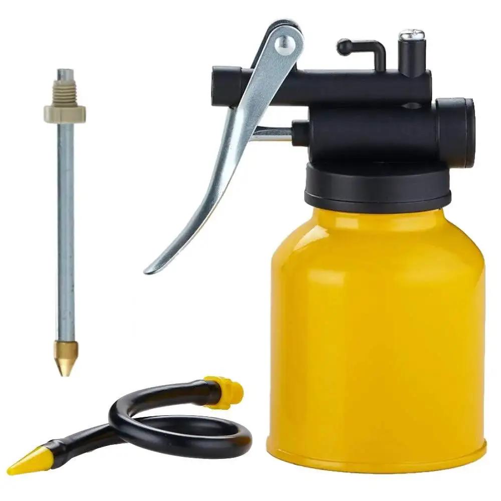 Professional 8 Oz Hand Pump Oil Can With Metal Construction And Long Flexible Spout for precise lubrication in workshops.