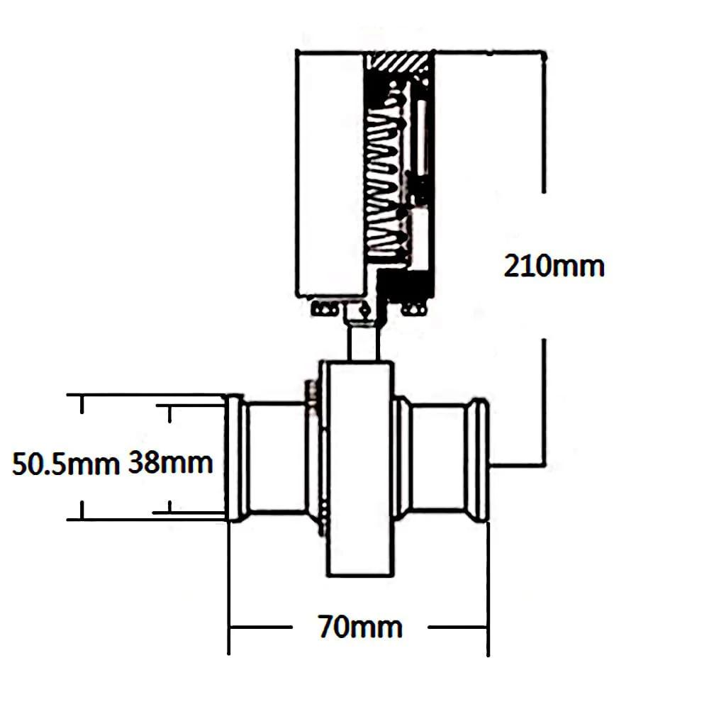 Diagram of Premium 1.5 Inch Tri Clamp Sanitary Butterfly Valve With Pneumatic Actuator, SS304 Stainless, dimensions shown.