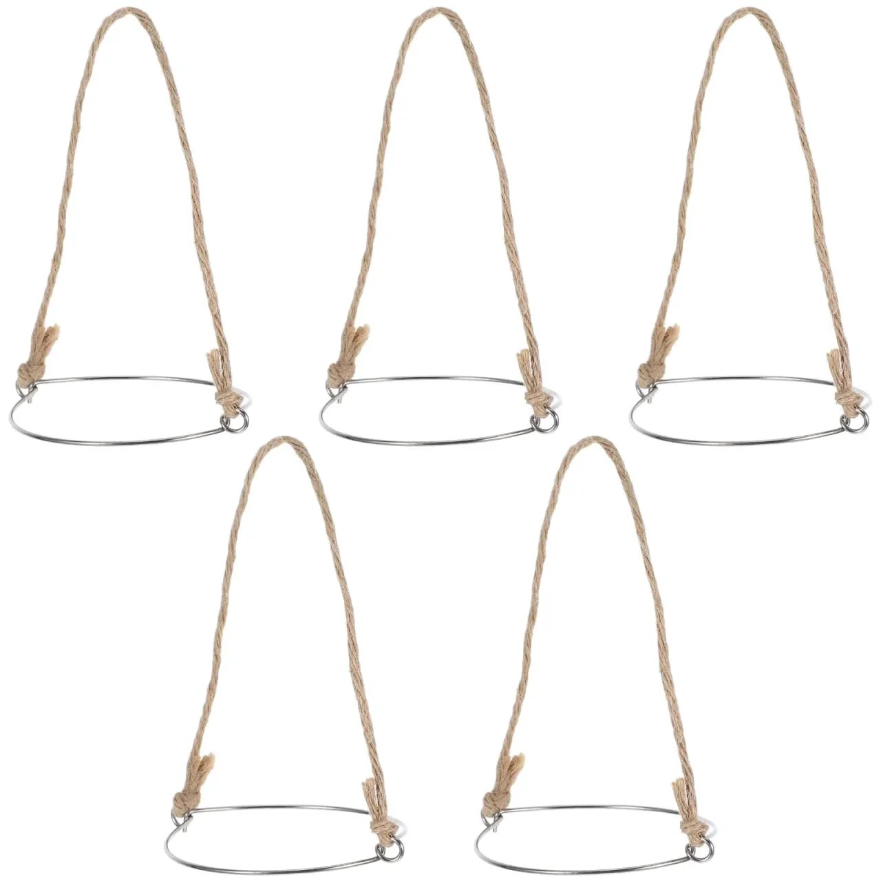 5 Pcs Metal Jar Handles And Wire Hangers For Mason Jars With Universal Hemp Rope Easy To Attach No Tools Required