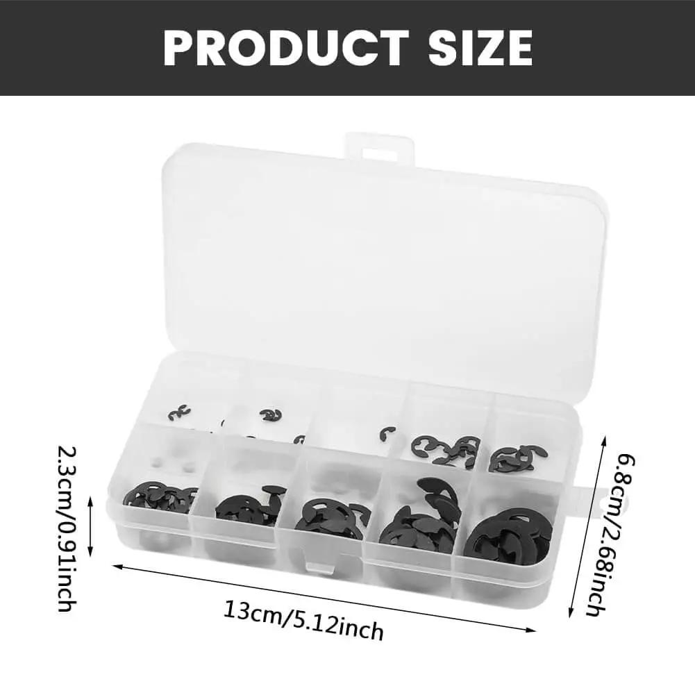 120 Pcs E Clips Assortment Set Heat Treated External Retaining Clips Manganese Steel Snap Rings Kit With 10 Sizes In Storage Box
