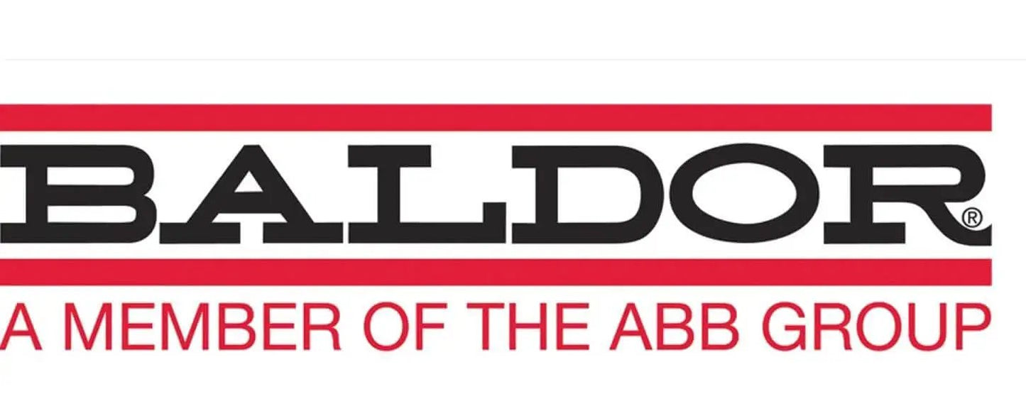 Baldor logo, a member of the ABB Group, associated with single 3 HP TEFC electric motor, 3-phase, 1760 RPM, 60 Hz, 182T frame, F1 mount