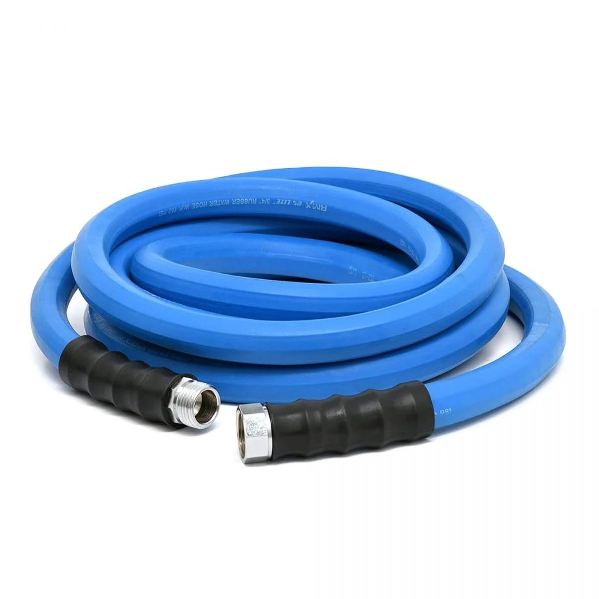 Side view of Ultra Light Rubber Garden Hose 5 Eighths Inch by 15 Feet for Hot and Cold Water, 100 Percent Rubber with Polyester Braided Construction