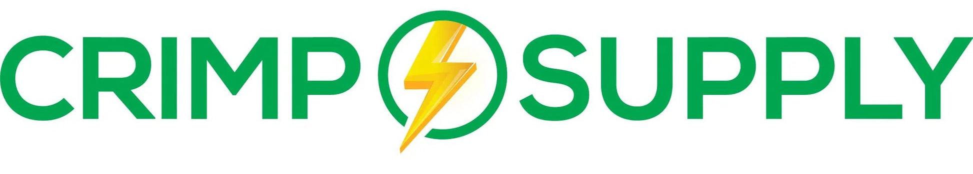Crimp Supply logo with green text and a yellow lightning bolt icon