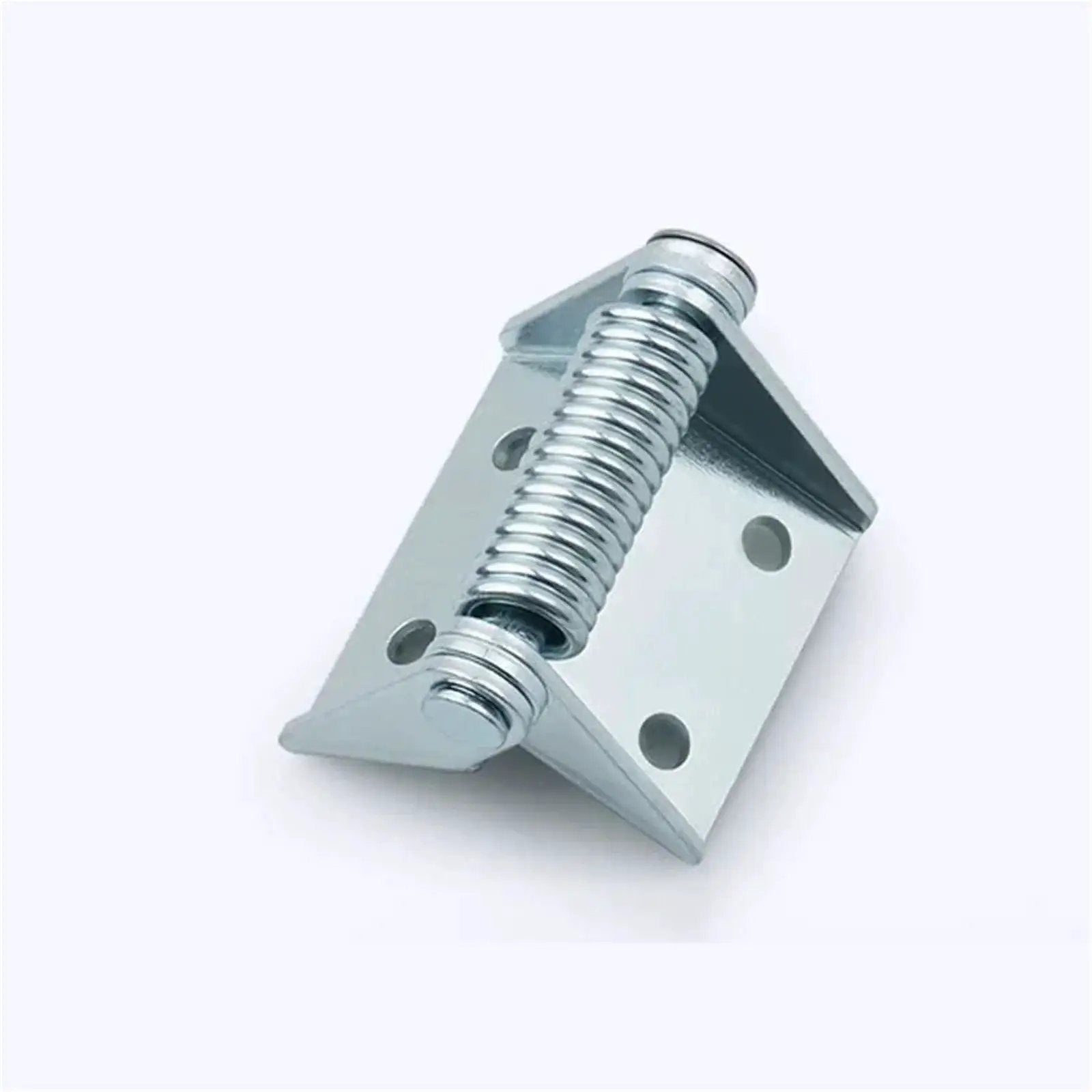 Industrial high capacity tension and large self closing spring hinge made of durable steel for heavy duty doors, front view.