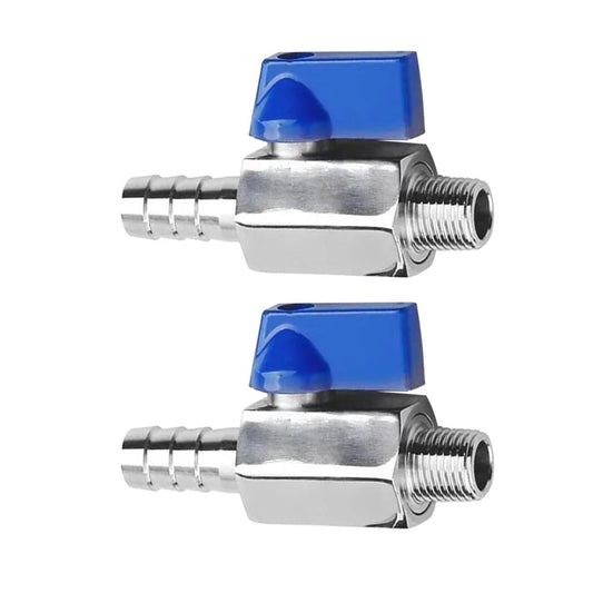 Stainless Steel One Quarter Inch NPT Male To One Quarter Inch Hose Barb Ball Valve Shut Off Valve Pack Of Two For Water Fuel Air