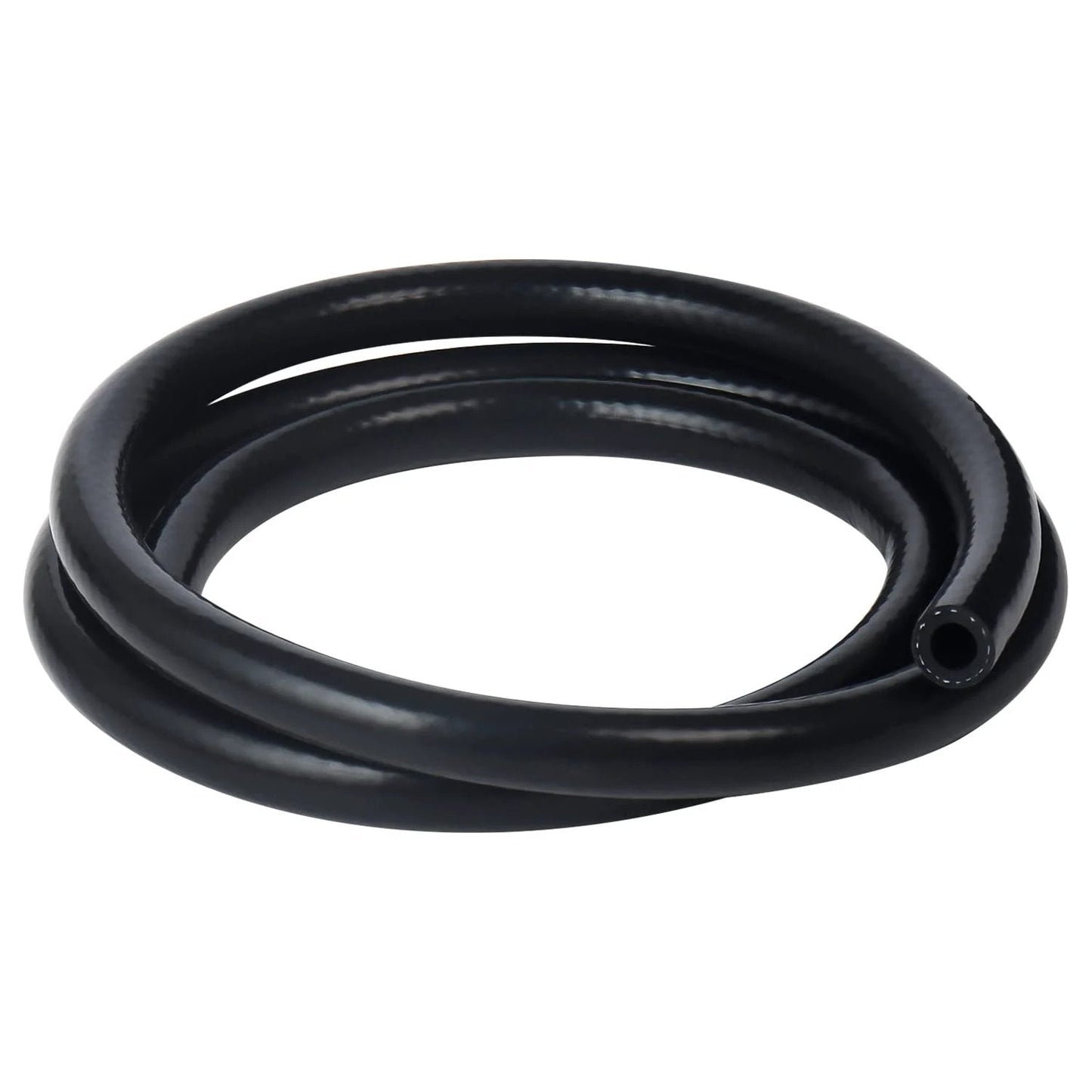 Heavy Duty Silicone Heater Hose For Auto 0.25 Inch ID X 5 Ft Long Reinforced Vacuum And Coolant Line coiled black hose.