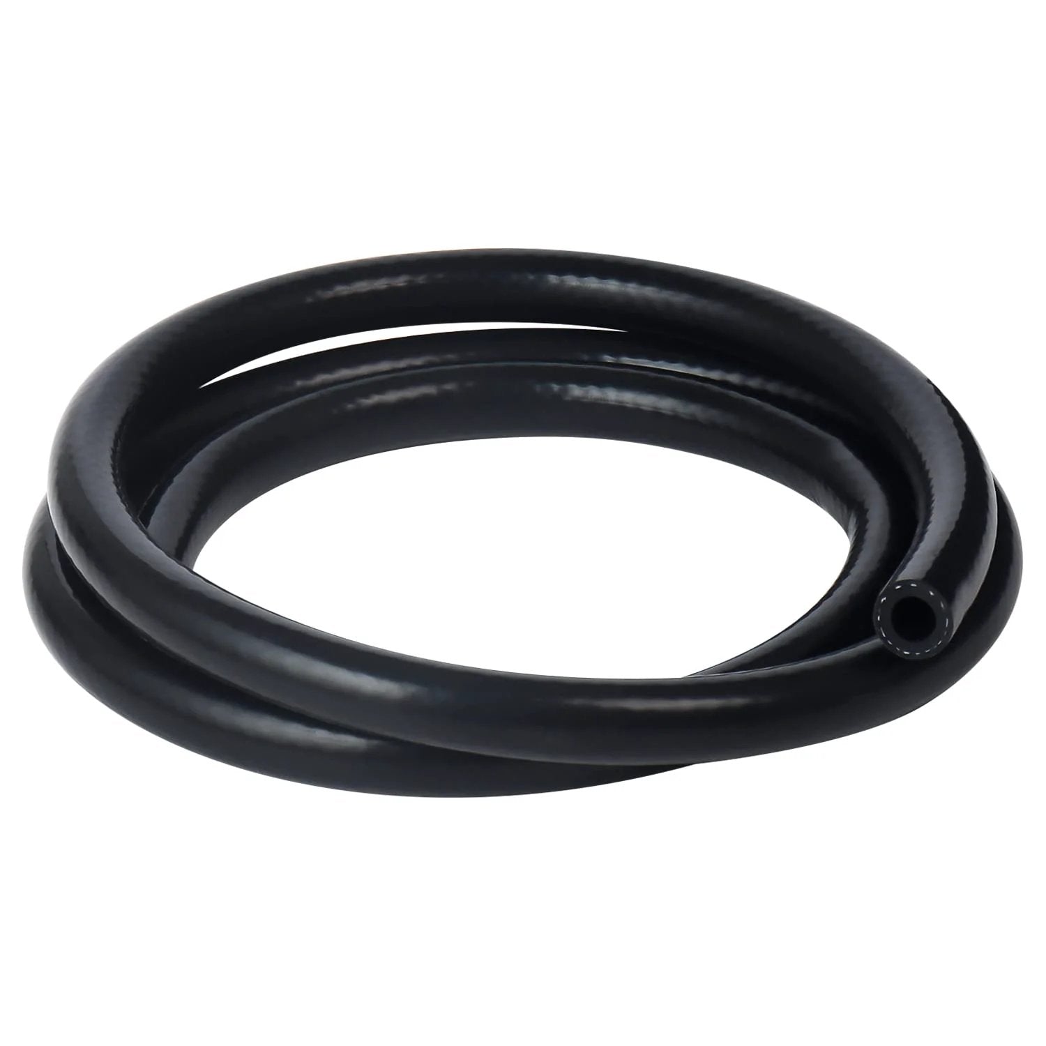 Heavy Duty Silicone Heater Hose For Auto 0.25 Inch ID X 5 Ft Long Reinforced Vacuum And Coolant Line coiled black hose.