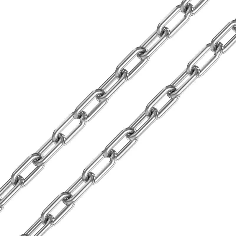 Close-up of Heavy Duty Stainless Steel Link Chain 304 5/64 Inch Links, 6.5 Foot Overall Length, 80 Lb Working Load Limit