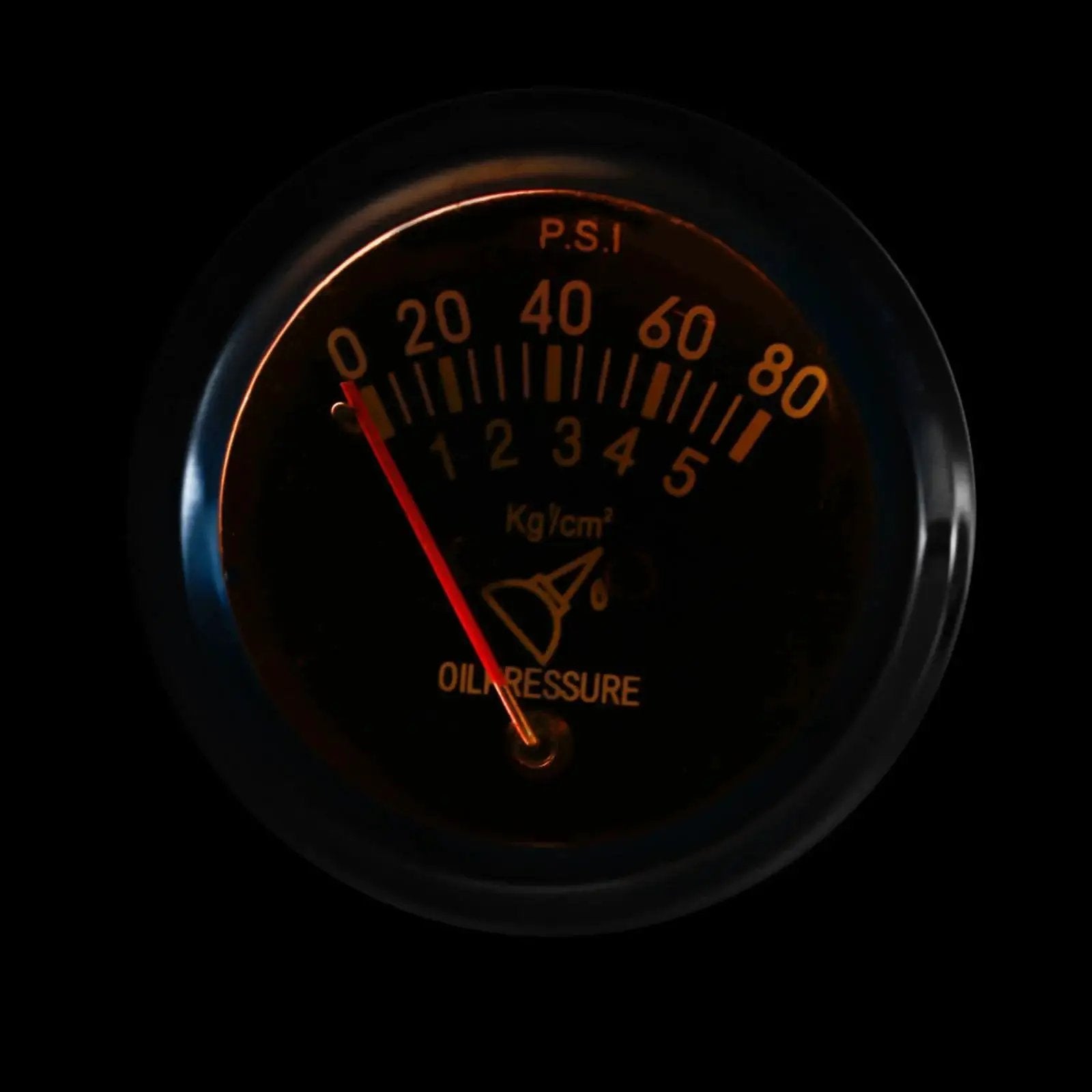 2 Inch 52mm Universal 12V DC Mechanical Pointer Oil Pressure Gauge 0 To 80 PSI Black Face Auto Car Meter With M8x1 Thread Mount