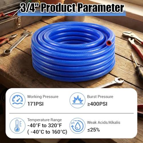 Three Quarter Inch Silicone Heater Hose 10 Foot Roll Blue Heavy Duty Reinforced With Polyester Braiding For Vehicle Cooling Systems