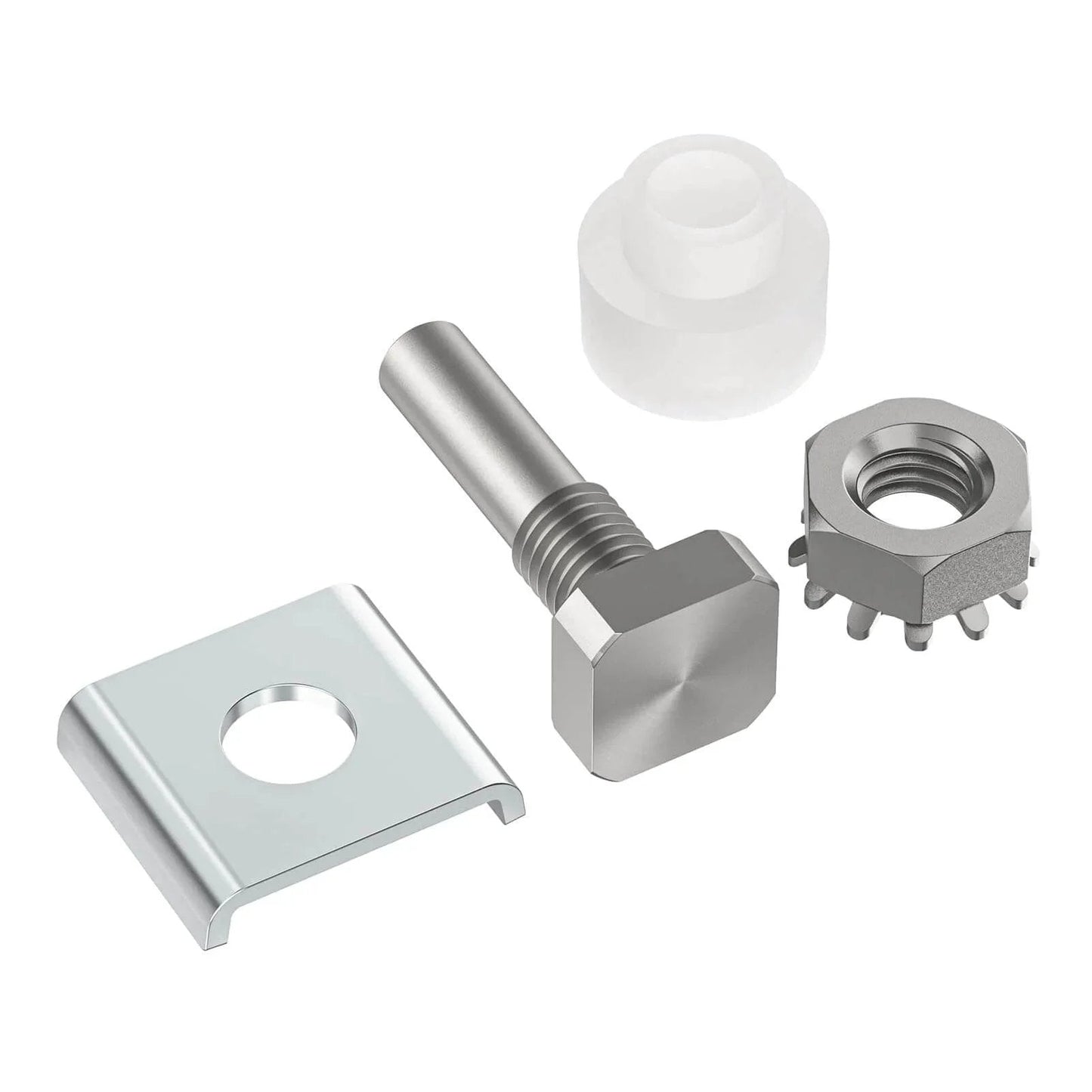 Shower Door Hinge Pin Kit With Pivot Bushing For Framed Swing Doors Replacement Parts Stainless Steel Pins shown with nylon bushing
