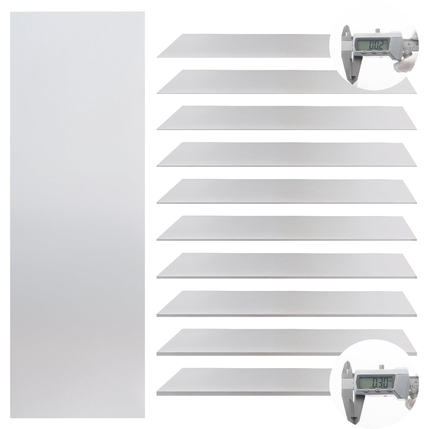 60 Piece Shim Stock Assortment 2 Inch Wide By 6 Inch Long Metal Shims For Leveling And Gap Filling 304 Stainless Steel Thin Strips In 10 Thicknesses From 0.0007 To 0.01 Inch