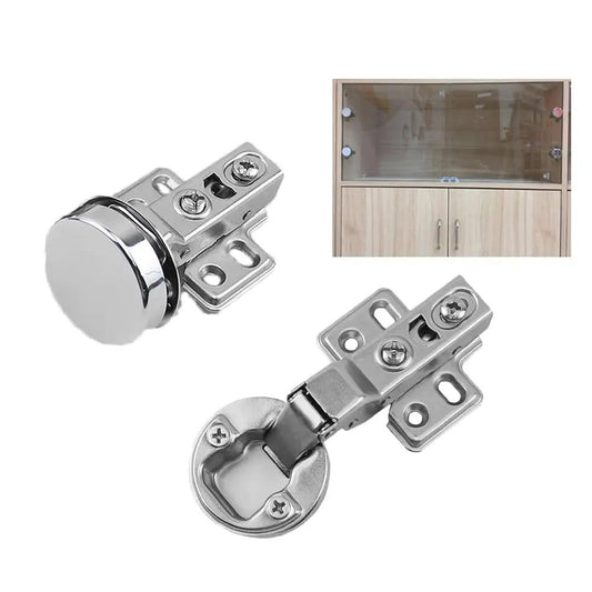 2 Pack Soft Close Hydraulic Glass Door Hinges For Cabinets And Wine Racks 35mm Round Hole Cover Hinges For 3 To 6mm Thick Glass