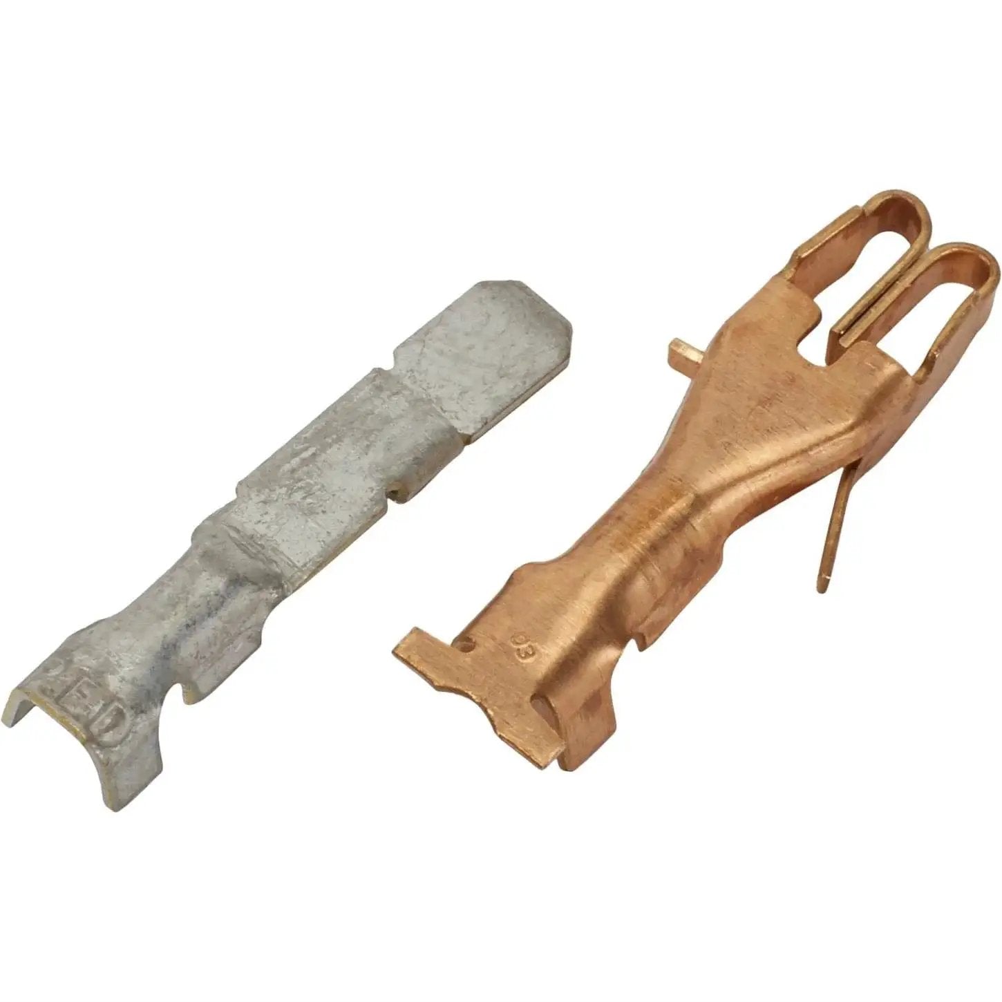 Close-up of metal terminals from Steering Column Kit For 1969 And Later With 3 7 8 Inch And 4 1 4 Inch Connectors.