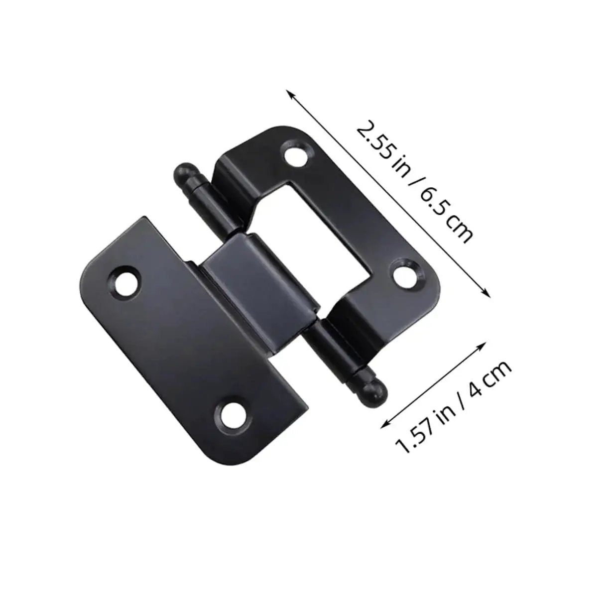 Heavy Duty Self Closing Cabinet Hinges For Kitchen Cupboards 6 Pack Iron Inset, shown with measurements 2.55 in x 1.57 in