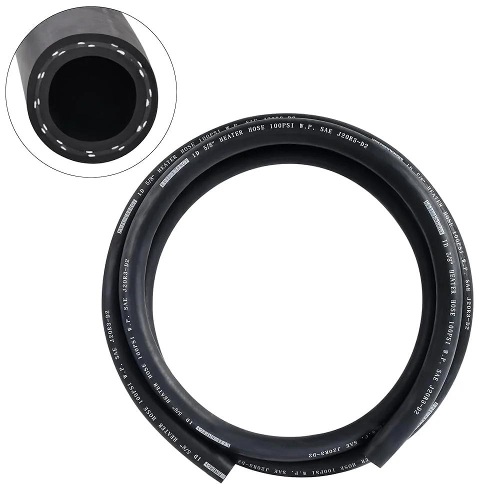 Five Eighth Inch Heater Hose For Coolant And Radiator System, Straight End, 100 PSI Working Pressure, EPDM Rubber, Black, Coiled View