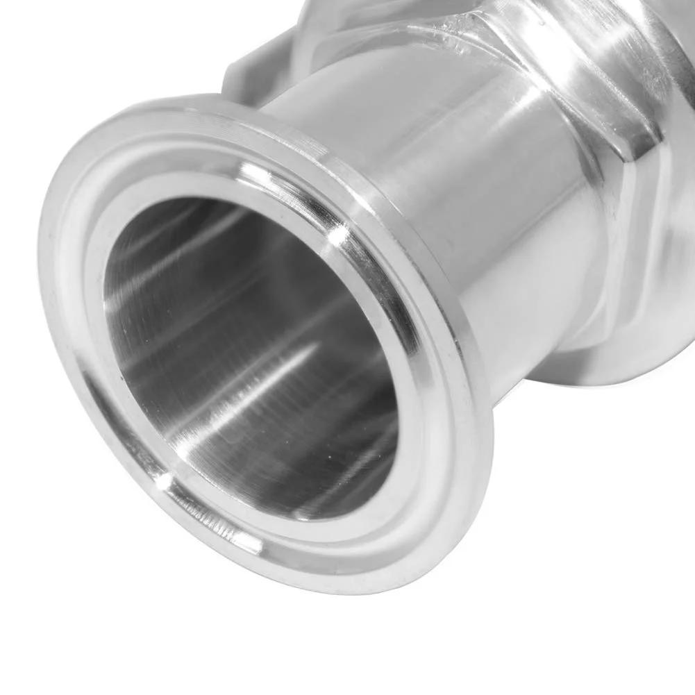 Close-up of 1.5 Inch Tri Clamp Ball Valve Stainless Steel Sanitary Valve For Home Brew With 1 Inch Tube OD, 304 Food Grade