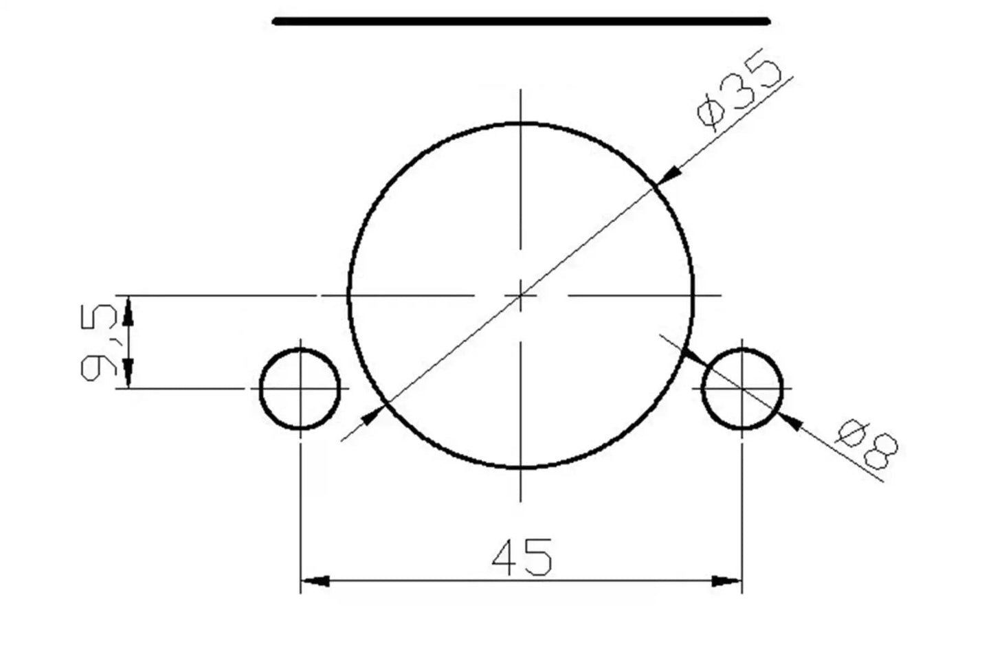 Technical drawing showing the drill pattern for Portable Electric Hinge Drill With Self Stop Pneumatic Hinge Boring Machine.