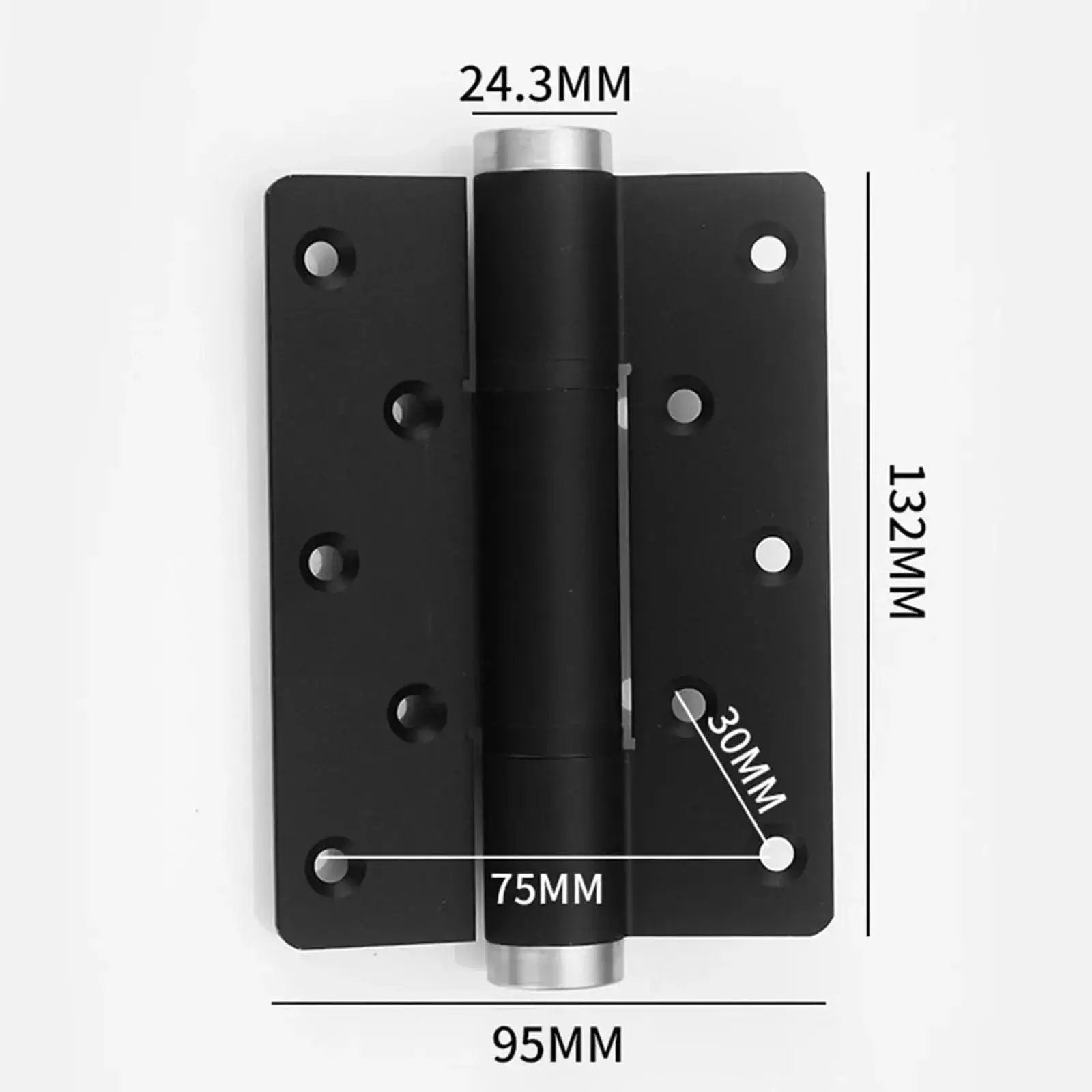 Two Pack Invisible Self Closing Hydraulic Door Hinges For Cabinets And Furniture Whisper Quiet Aluminum Alloy Hinges, black side view with measurements.