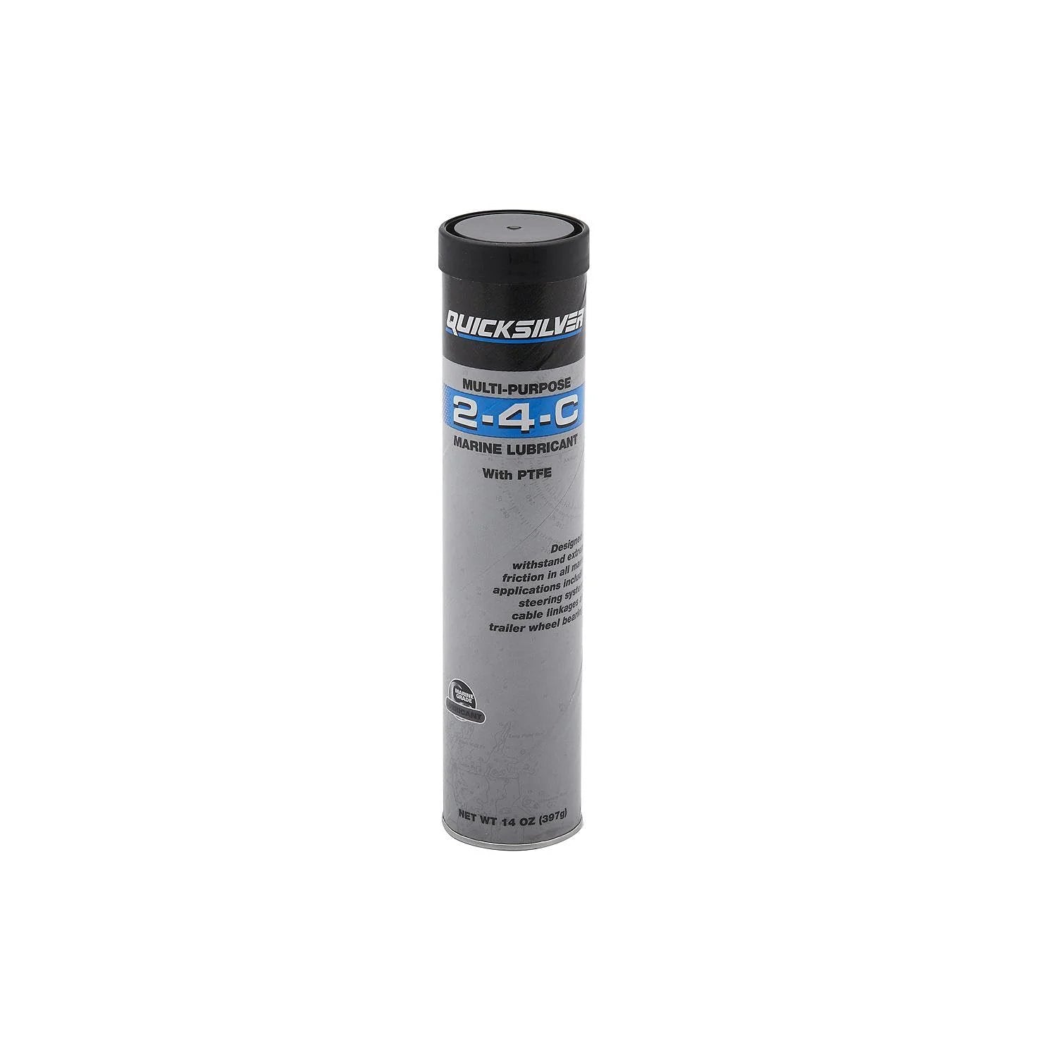 Front view of Marine Grease With PTFE For Steering Cables And Marine Equipment, Lithium Based NLGI 2 Lubricant, 14 Oz Quicksilver tube