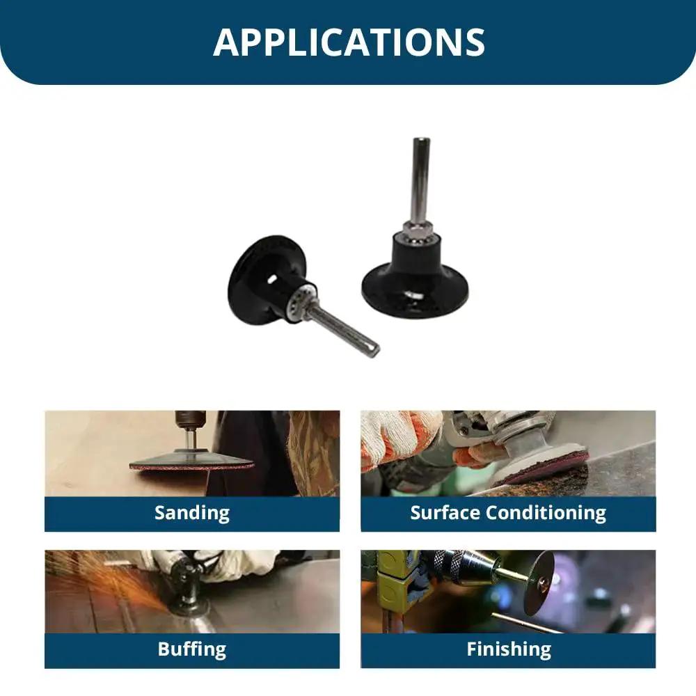 Quick Change 3 Inch Sanding Disc Pad Holder With Twist Lock Mandrel For Die Grinder And Drill One Quarter Inch Shank Deburring Polishing Attachment For Primes And Surfaces Benchmark Abrasives with application examples for sanding, buffing, finishing, and surface conditioning.