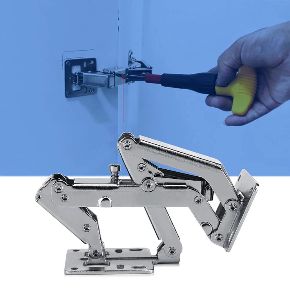 Frameless Cabinet Hinges With Hidden Hydraulic Soft Close And 130 To 170 Degree Adjustable Mount For Kitchen And Wardrobe Easy Install Stainless Steel Nickel Finish Dampers 1 Pair