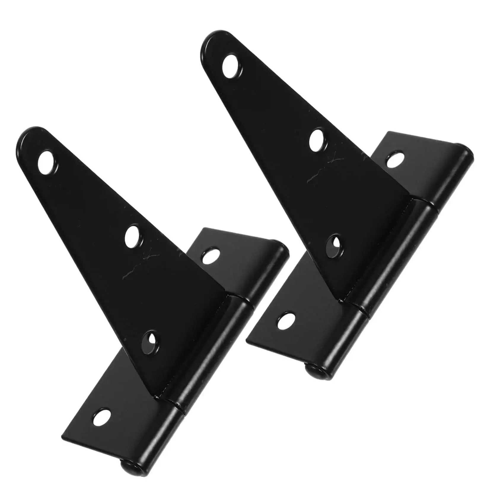 Heavy Duty Slotted Door Hinges Set For Outdoor Gates Sheds And Barns With High Toughness Iron Construction Extended T Shape Design For Enhanced Stability And Load Bearing Weather Resistant Easy Install Long Lasting Durability, shown side by side.