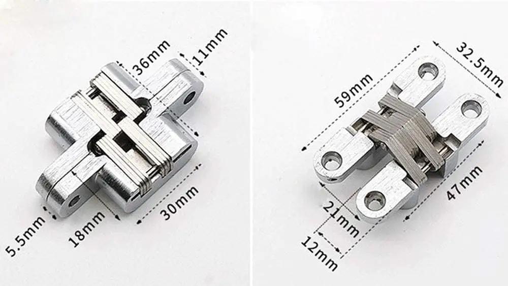 Hidden Door Hinge Set Stainless Steel Hidden Barrel for Wooden Doors and Cabinets Silver Finish 1 Pair