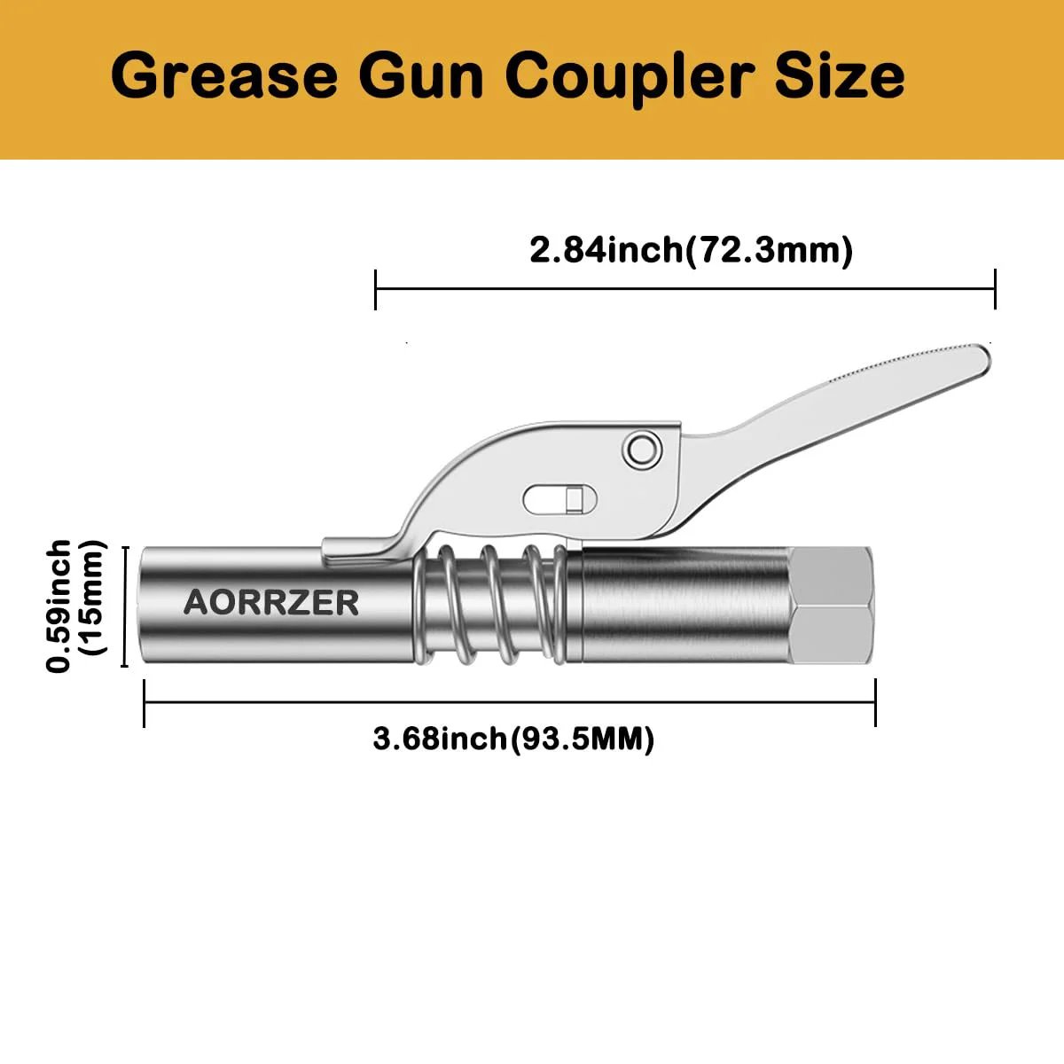 Diagram of Upgrade 2 Pack Lock On Grease Gun Couplers for Twelve Thousand PSI High Pressure Quick Release with Six Jaw Design