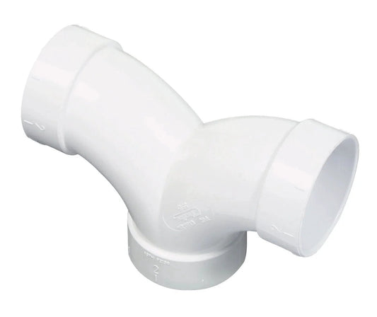 3 Way 90 Degree Double Sweep Elbow for Central Vacuum Piping with Built In Dust Accumulation Tab, durable PVC