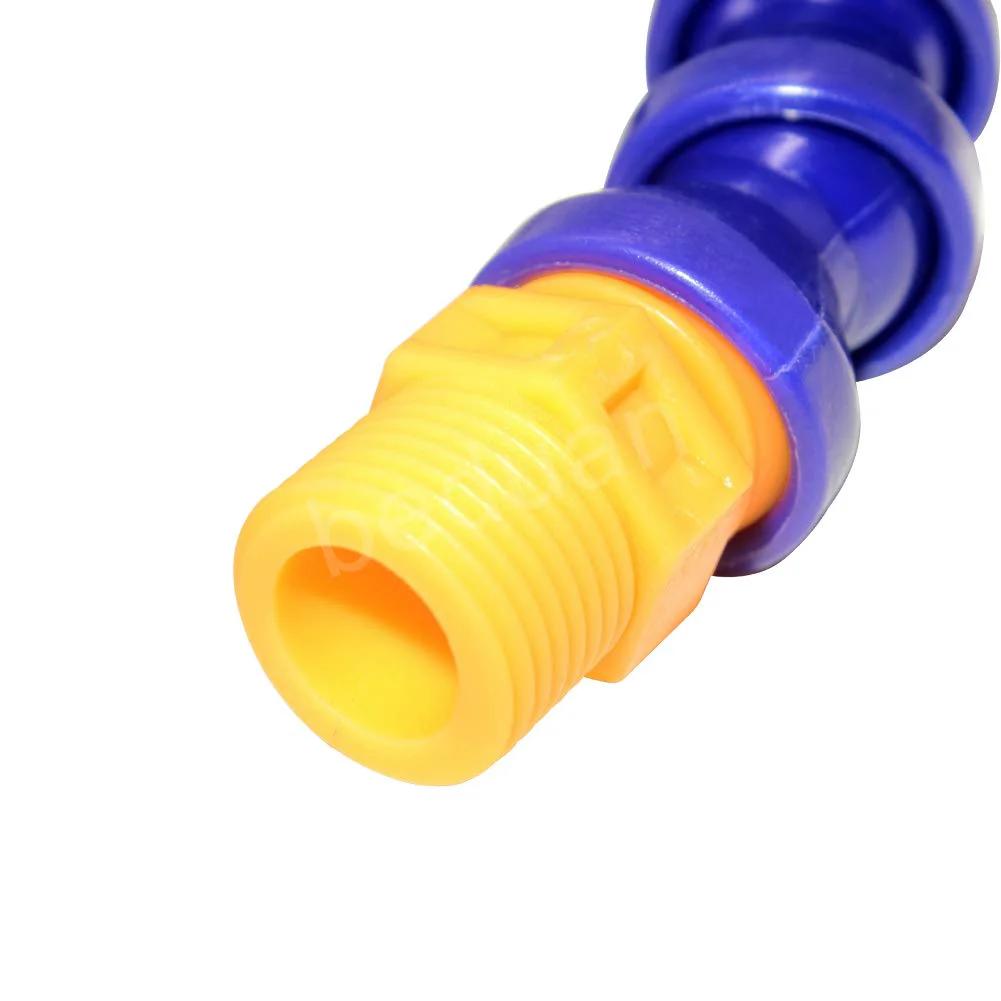 Flexible One Half Inch Thread Water Oil Coolant Hose For Hydraulic Machinery And Water Cooling System 40cm Long Plastic Corrosion Resistant Tubing Built Tough 10 Pack Beduan, close-up of yellow threaded end