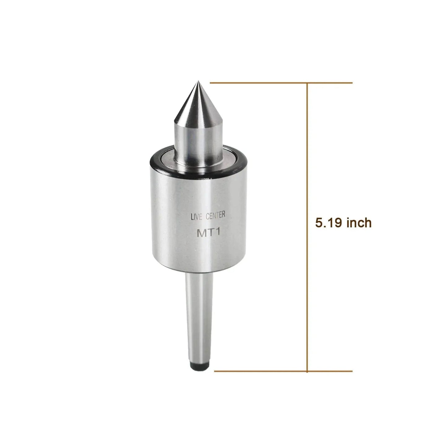 MT1 Live Tailstock Center For High Speed Turning CNC Work, medium duty 1MT center with 60 degree point, 5.19-inch length